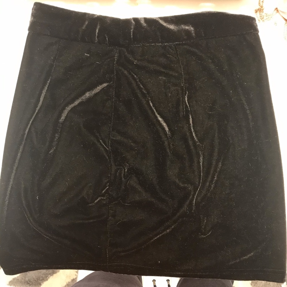 Black velvet mini skirt
